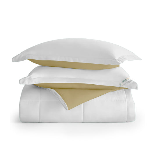 All Season White Super Soft Reversible King Comforter Set 220x240cm with 2 Pillow Case