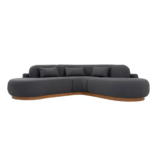 Lorenzo 4 Seater  Corner Sofa Velvet Fabric - Gray -  L245cm x W255cm x H88cm - Cotton Home