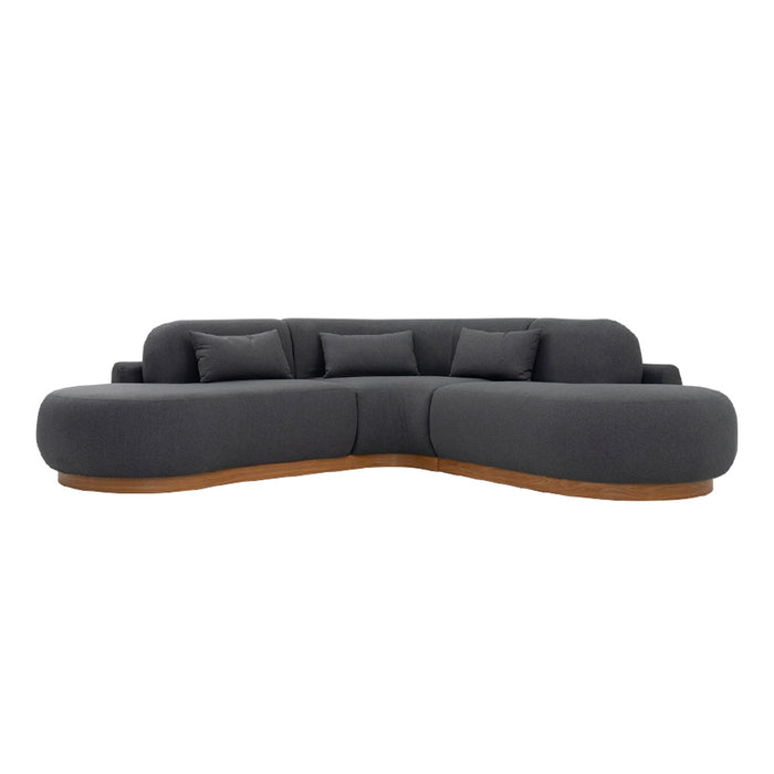 Lorenzo 4 Seater  Corner Sofa Velvet Fabric - Gray -  L245cm x W255cm x H88cm