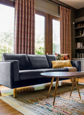 Nebula Grey Velvet 3-Seater Sofa with Square Arms - Luxury Living Room Seating, L220cm x W86cm x H81cm - Cotton Home