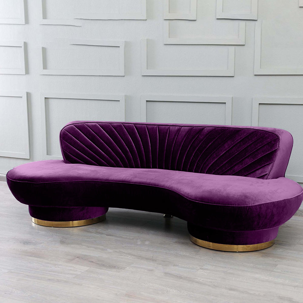 Northpol 3 Seater Velvet Sofa in Purple - Elegant Comfort 242cm x 100cm x 78cm