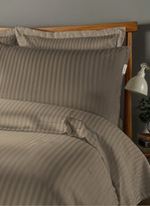6 Piece Duvet Cover Set 220x240cm Queen - Light Brown Stripe - Cotton Home