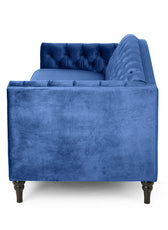 Nova 3-Seater Velvet Sofa with Square Arms – L220cm x W60cm x H85cm, Blue Comfortable & Stylish Sofa for Living Room - Cotton Home