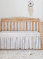 Premium Cotton 2PC Crib Sheets (120x60 cm) Soft, Breathable, Fitted Baby Mattress Sheets Pastel Clouds