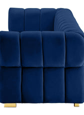 Gwen 3 Seater Sofa Velvet Fabric - Navy Blue - L231cm x W89cm X 75cm - Cotton Home