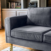 Nebula Grey Velvet 3-Seater Sofa with Square Arms - Luxury Living Room Seating, L220cm x W86cm x H81cm