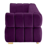 Gwen 3 Seater Sofa Velvet Fabric - Purple - L231cm x W89cm X 75cm