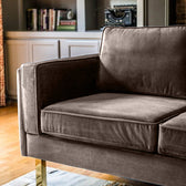 Nebula Brown Velvet 3-Seater Sofa with Square Arms - Luxury Living Room Seating, L220cm x W86cm x H81cm