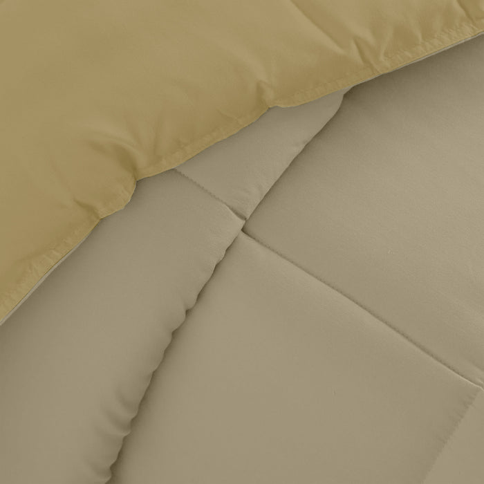 All Season Beige Super Soft Reversible King Comforter Set 220x240cm with 2 Pillow Case