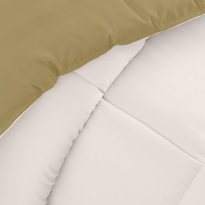 All Season Ivory Super Soft Reversible King Comforter Set 220x240cm with 2 Pillow Case
