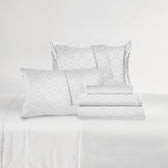 Egyptian Cotton Jacquard 6 Piece Duvet Cover Set 220x240cm White Geometric