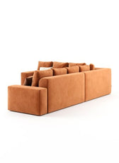 Harmony Haven 4 Seater Sofa in Luxurious Brown Velvet – L350cm x W180cm x H75cm Stylish, Comfortable, and Durable Sofa for Elegant Living Spaces - Cotton Home