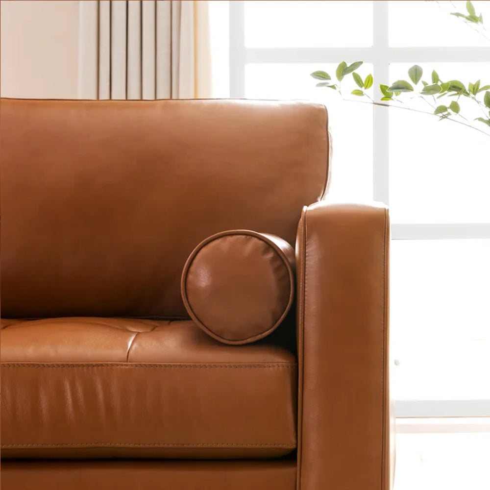 Hixon 3-Seater Faux Leather Sofa L220cm x W83cm x H83cm Brown