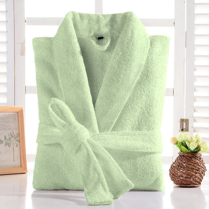 Premium Cotton Mint Green Terry Bathrobe with Pockets Suitable for Men and Women, Soft & Warm Terry Home Bathrobe, Sleepwear Loungewear, One Size Fits All
