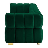 Gwen 3 Seater Sofa - Luxurious Emerald Green Velvet Upholstery - Spacious L231cm x W89cm x H75cm