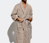 Premium Cotton  Beige Terry Bathrobe with Pockets Suitable for Men and Women, Soft & Warm Terry Home Bathrobe, Sleepwear Loungewear, One Size Fits All