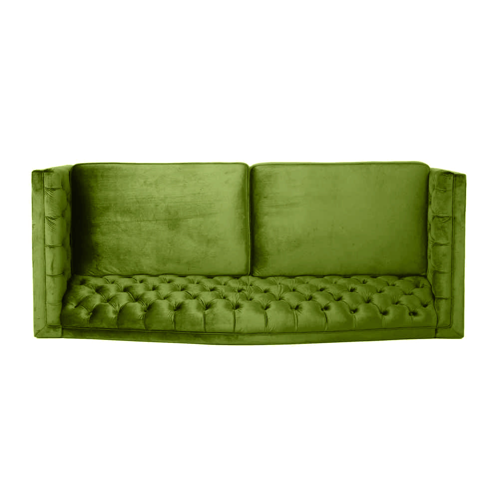 Nova 3-Seater Velvet Sofa with Square Arms – L220cm x W60cm x H85cm, Green Comfortable & Stylish Sofa for Living Room