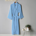 Premium Cotton Sky Blue Terry Bathrobe with Pockets Suitable for Men and Women, Soft & Warm Terry Home Bathrobe, Sleepwear Loungewear, One Size Fits All