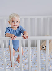 Premium Cotton 3-Piece Baby Crib Bedding Set (120x60 cm) Fitted Baby Mattress Sheets and Protector Little Cars