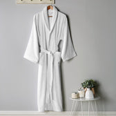 Premium Cotton White Terry Bathrobe with Pockets Suitable for Men and Women, Soft & Warm Terry Home Bathrobe, Sleepwear Loungewear, One Size Fits All