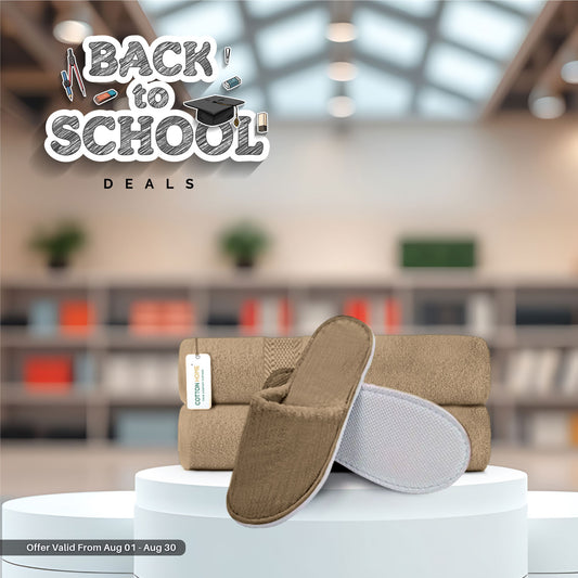 Back to School Comfort Combo 1 - Towels & Slippers Set Brown