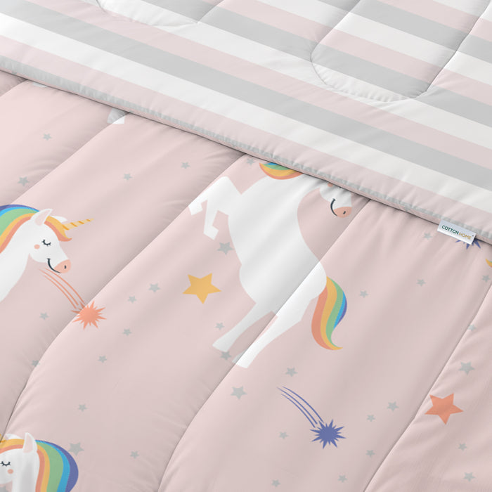 Back to School Comfort Combo - 6PC Kids Bedding Set 135x220 with Pillows & Cushions - Unicorn