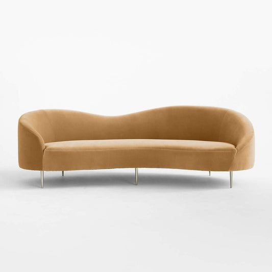 Luxe Lounge Luxurious Camel Velvet 3 Seater Sofa - 241cm Chic & Comfortable Lounge Seating - Cotton Home