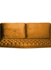 Nova 3-Seater Velvet Sofa with Square Arms – L220cm x W60cm x H85cm, Gold Comfortable & Stylish Sofa for Living Room - Cotton Home