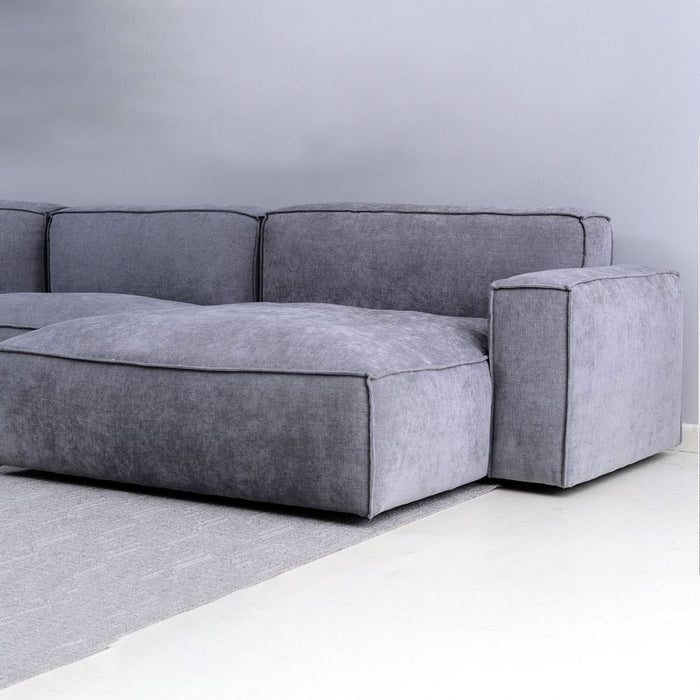 Plufflair L-shape Velvet Grey Sofa
