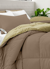 All Season Gold Super Soft Reversible Comforter Set 220x240cm with 2 Pillow Case - Cotton Home