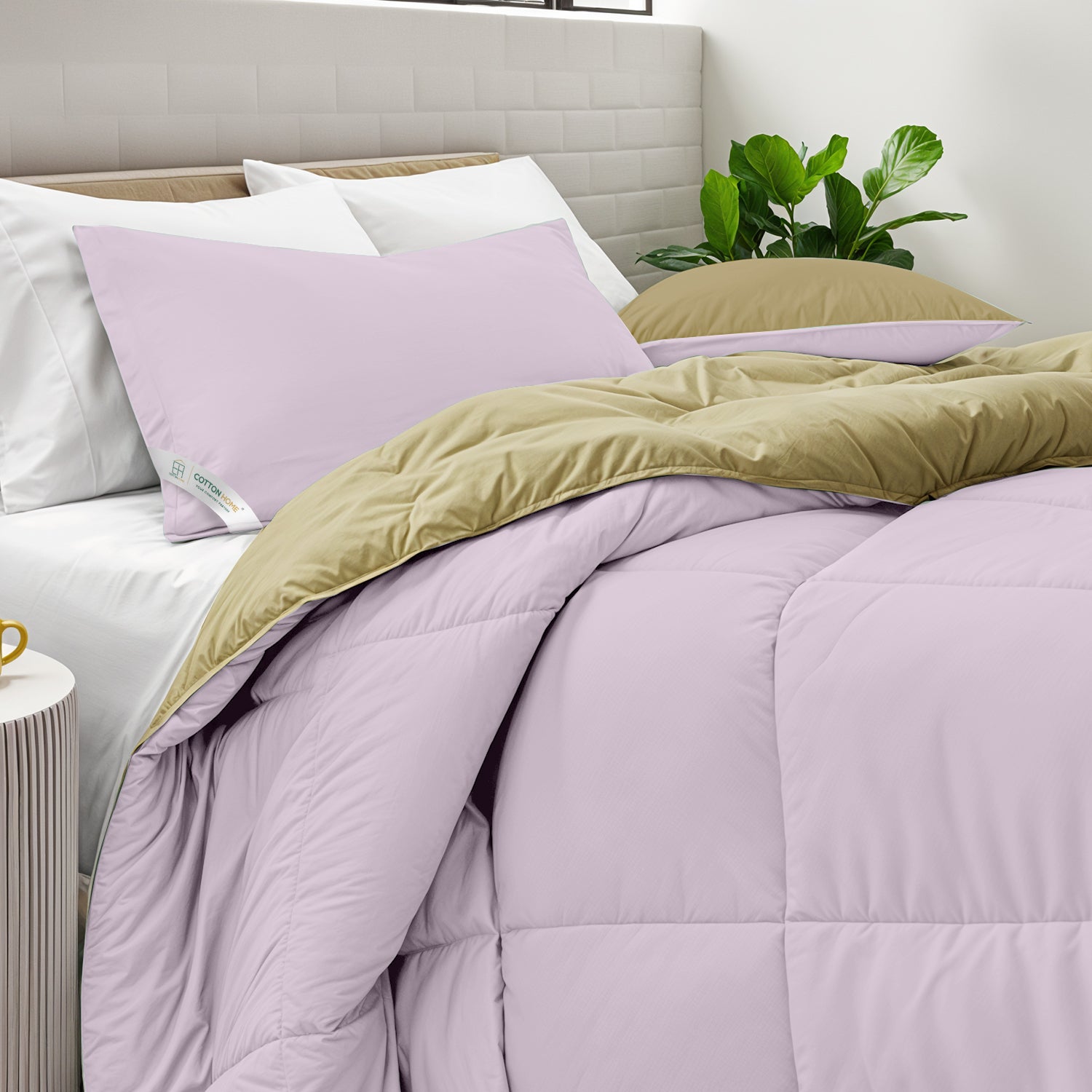 All Season Lilac Super Soft Reversible Comforter Set 220x240cm with 2 Pillow Case