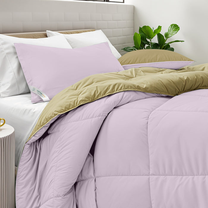 All Season Lilac Super Soft Reversible King Comforter Set 220x240cm with 2 Pillow Case