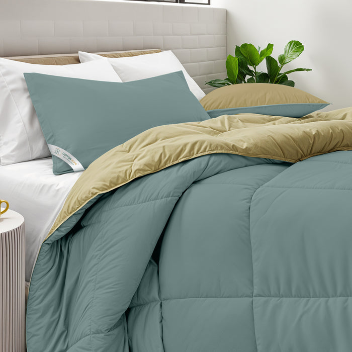 All Season Metallic Blue Super Soft Reversible King Comforter Set 220x240cm with 2 Pillow Case