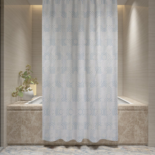 Shower Curtain Printed Fabric with Hooks 180x180 Cm - Treliss