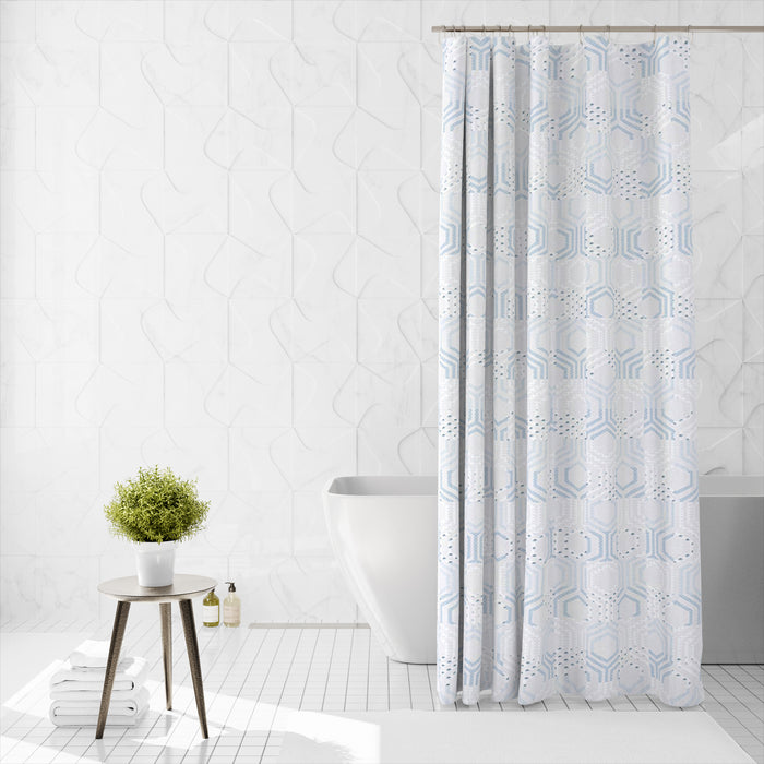 Shower Curtain Printed Fabric with Hooks 180x180 Cm - Treliss
