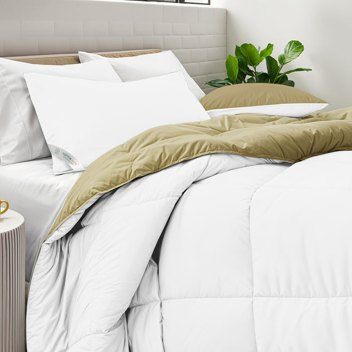 All Season White Super Soft Reversible King Comforter Set 220x240cm with 2 Pillow Case