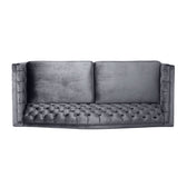 Nova 3-Seater Velvet Sofa with Square Arms – L220cm x W60cm x H85cm, Grey Comfortable & Stylish Sofa for Living Room