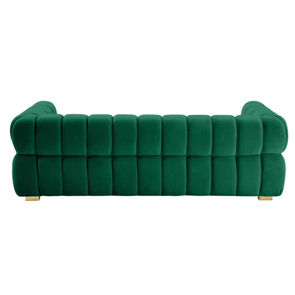 Gwen 3 Seater Sofa - Luxurious Emerald Green Velvet Upholstery - Spacious L231cm x W89cm x H75cm