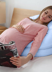 Four Seasons Pregnancy Pillow J Shaped Full Body Maternity Pillow 80x130cm Blue - Cotton Home