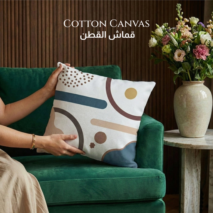 Cotton Decorative Throw Pillows Pack of 2 - 45x45 cm Square, Blue Pattern