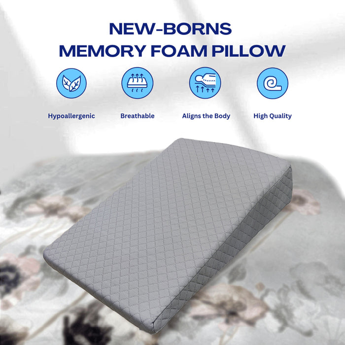 Smooth Wedge Memory Foam Pillow for babies  40x60cm (11x3) Grey