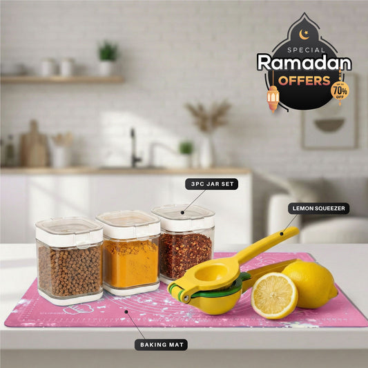 Ramadan Special Sale – Lemon Squeezer, Baking Mat & Storage Set Bundle 8