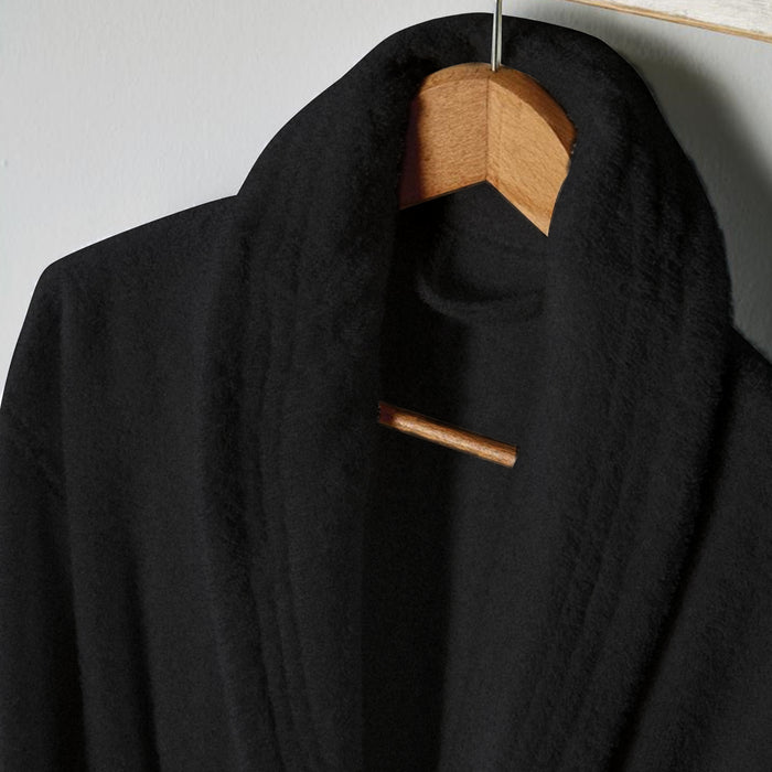 Premium Cotton Black Terry Bathrobe with Pockets Suitable for Men and Women, Soft & Warm Terry Home Bathrobe, Sleepwear Loungewear, One Size Fits All