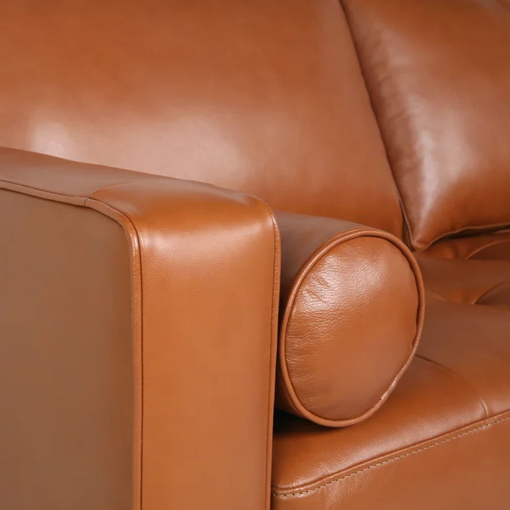 Hixon 3-Seater Faux Leather Sofa L220cm x W83cm x H83cm Brown