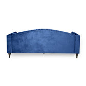 Nova 3-Seater Velvet Sofa with Square Arms – L220cm x W60cm x H85cm, Blue Comfortable & Stylish Sofa for Living Room