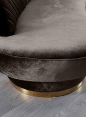 Northpol 3 Seater Velvet Sofa in Brown - Elegant Comfort 242cm x 100cm x 78cm - Cotton Home