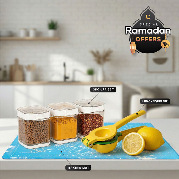 Ramadan Special Sale – Lemon Squeezer, Baking Mat & Storage Set Bundle 7