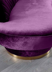 Northpol 3 Seater Velvet Sofa in Purple - Elegant Comfort 242cm x 100cm x 78cm - Cotton Home