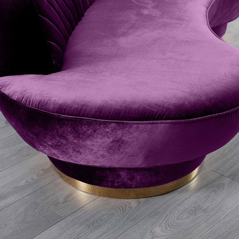 Northpol 3 Seater Velvet Sofa in Purple - Elegant Comfort 242cm x 100cm x 78cm