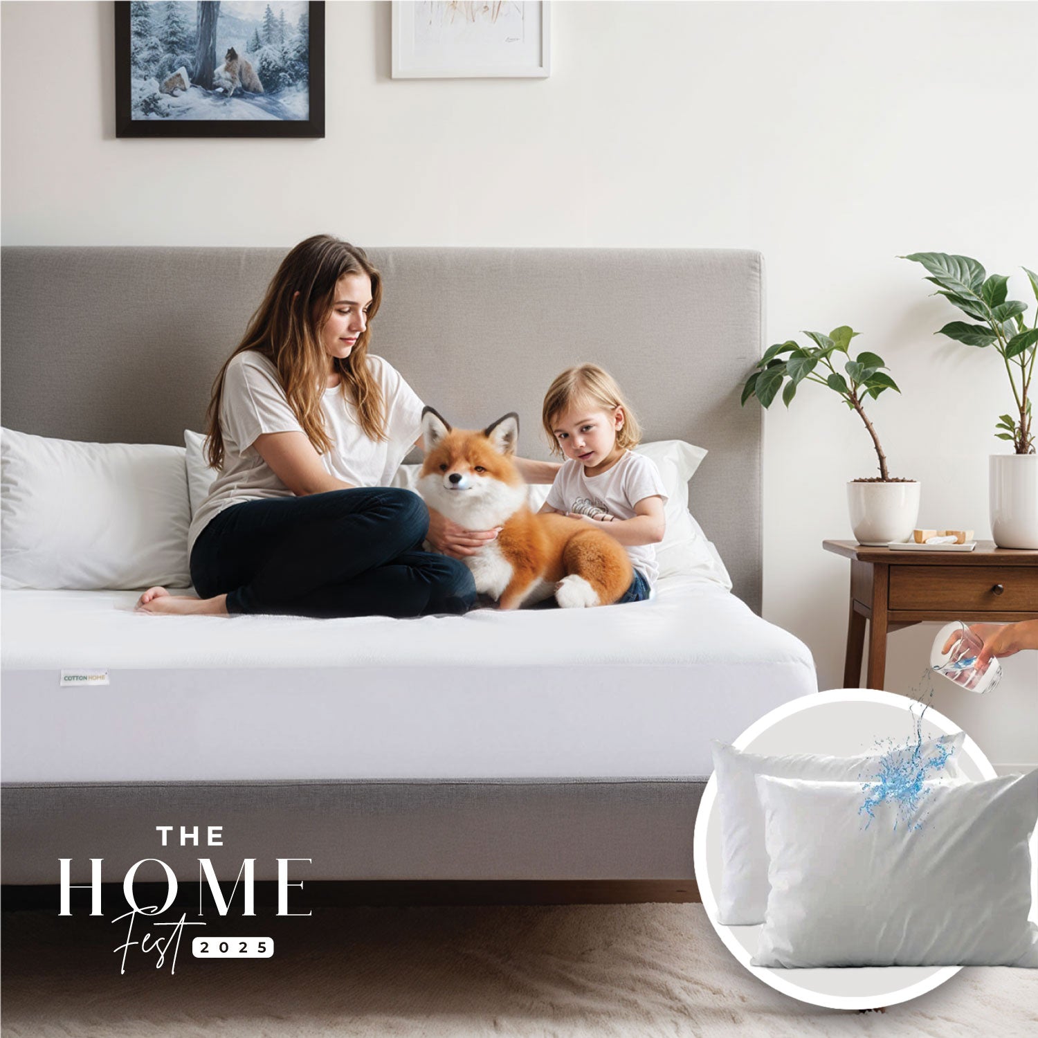 Home Fest 2025 Comfort Combo – Queen Mattress Protector 2PC Pillow Protector with Pillows PU Laminated